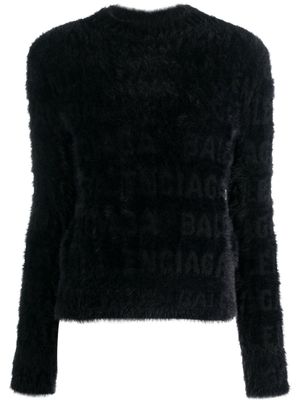 Balenciaga logo-knit fuzzy jumper - Black