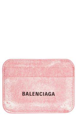 Balenciaga Logo Leather Cash & Card Holder in Denim Pink/L Black