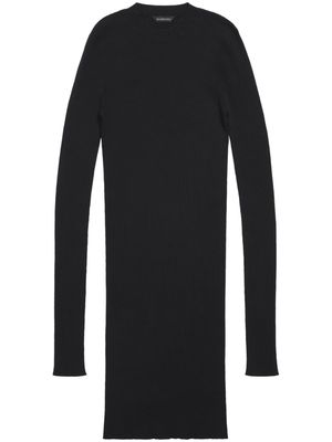 Balenciaga logo-patch ribbed cotton dress - 1000 -Black