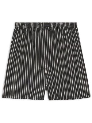 Balenciaga logo-patch striped boxer shorts - Black