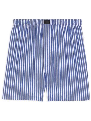 Balenciaga logo-patch striped boxer shorts - Blue