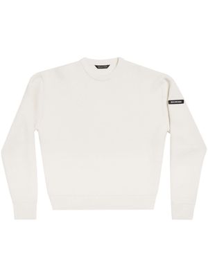 Balenciaga logo-patch wool jumper - White