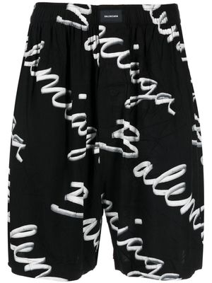 Balenciaga logo-print bermuda shorts - Black