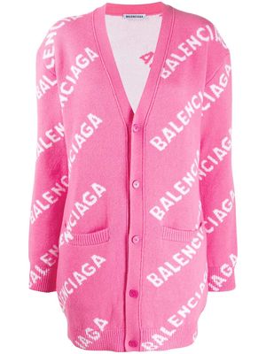 Balenciaga logo-print cardigan - Pink