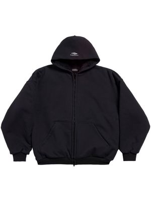 Balenciaga logo-print cotton-blend hooded jacket - Black
