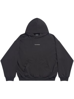 Balenciaga logo-print cotton hoodie - 1083 BLACK