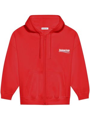 Balenciaga logo-print cotton hoodie - Red