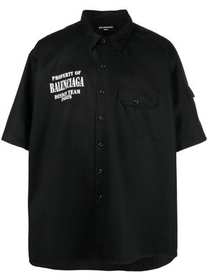 Balenciaga logo-print cotton short-sleeve shirt - Black