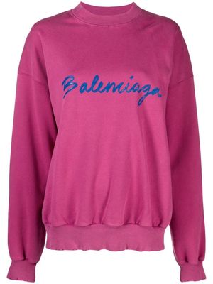 Balenciaga logo-print cotton sweatshirt - Pink
