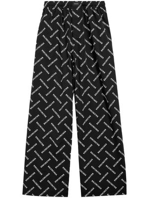 Balenciaga logo-print cotton trousers - Black