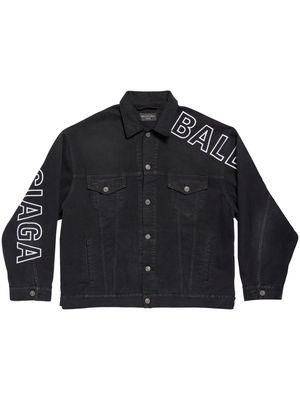 Balenciaga logo-print denim jakcet - Black