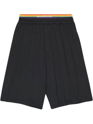 Balenciaga logo-print drawstring track shorts - Black