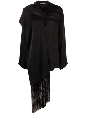 Balenciaga logo print hooded blouse - Black
