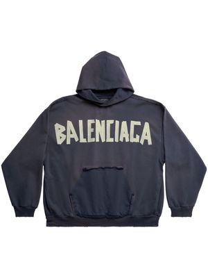 Balenciaga logo-print hoodie - 4140 -MARINE BLUE