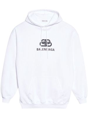 BALENCIAGA logo-print hoodie - OFF WHITE