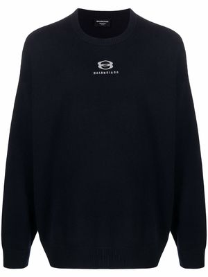 Balenciaga logo-print knitted jumper - Blue