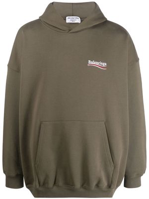 Balenciaga logo-print large fit hoodie - Green