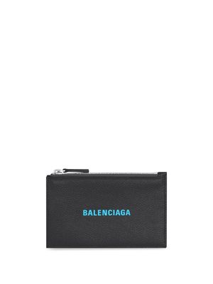 Balenciaga logo-print leather cardholder wallet - Black