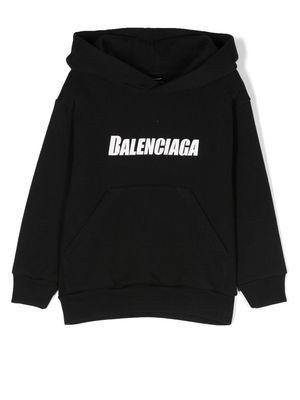 Balenciaga logo-print long-sleeve hoodie - Black