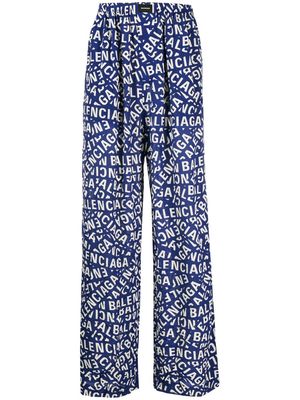 Balenciaga logo-print pyjama trousers - Blue