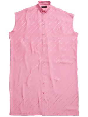 Balenciaga logo-print silk shirt dress - Pink