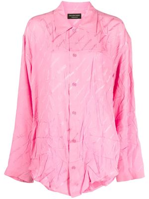 Balenciaga logo-print silk shirt - Pink