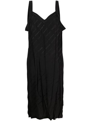 Balenciaga logo-print silk slip dress - Black