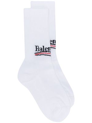 Balenciaga logo print socks - White