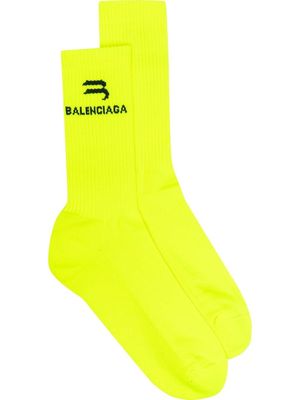 Balenciaga logo-print sports socks - Yellow