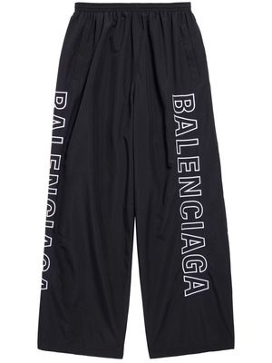 Balenciaga logo-print wide-leg track pants - Black