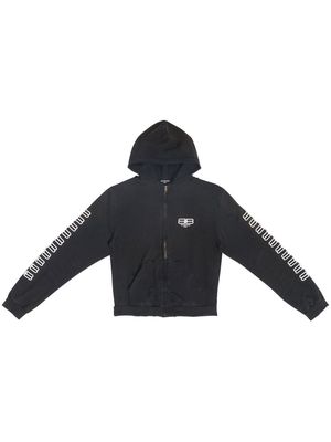 Balenciaga logo-print zip-front hoodie - Black