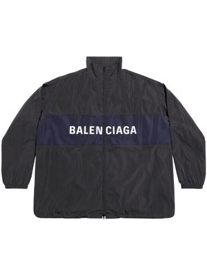 Balenciaga logo-print zip-up jacket - Black