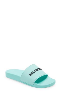 Balenciaga Logo Slide Sandal in Mint