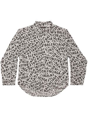Balenciaga logo-strips shirt - White