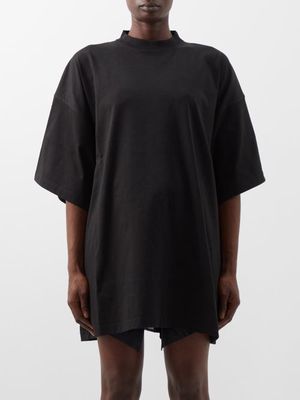 Balenciaga - Logo-tab Oversized Cotton-jersey T-shirt - Womens - Black