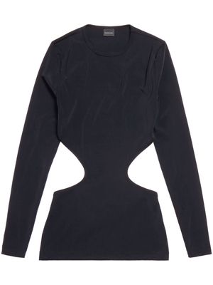 Balenciaga logo-tag cut-out top - Black