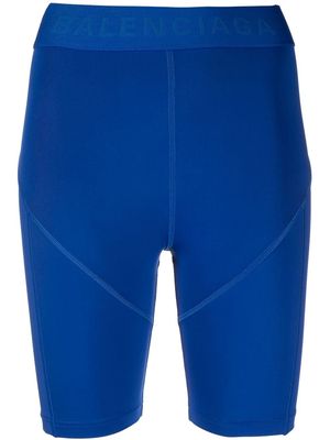 Balenciaga logo-waist cycling shorts - Blue