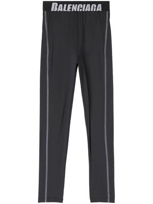 Balenciaga logo-waistband stretch leggings - Black