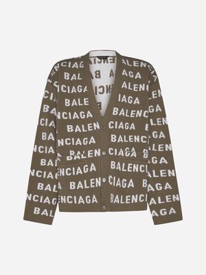 Balenciaga Logo Wool Cardigan