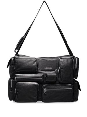 Balenciaga logo zipped shoulder bag - Black
