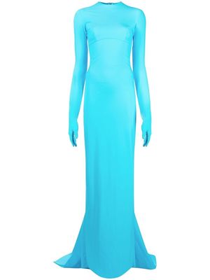Balenciaga long-sleeve fishtail evening gown - Blue