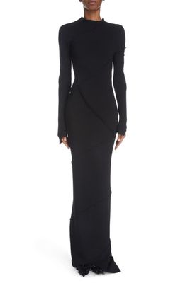 Balenciaga Long Sleeve Spiral Rib Sweater Dress in Black