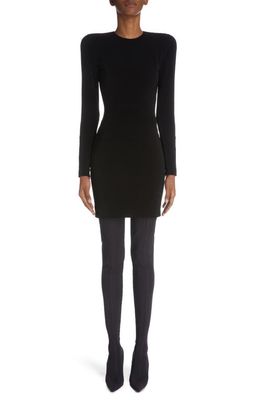 Balenciaga Long Sleeve Stretch Crepe Minidress in Black