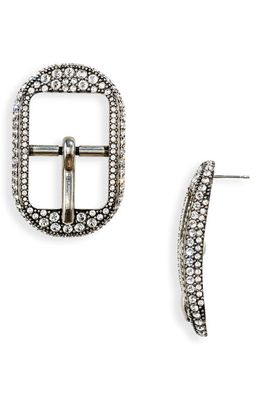 Balenciaga Medium Cagole Buckle Earrings in Ant Silver/Crystal