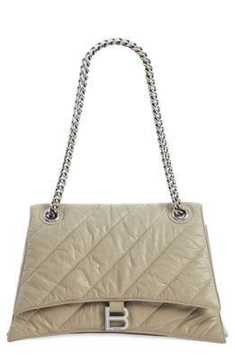 Balenciaga Medium Crush Chain Strap Quilted Leather Shoulder Bag in Taupe