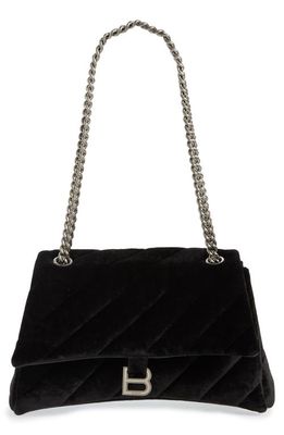 Balenciaga Medium Crush Quilted Velvet Crossbody Bag in Black