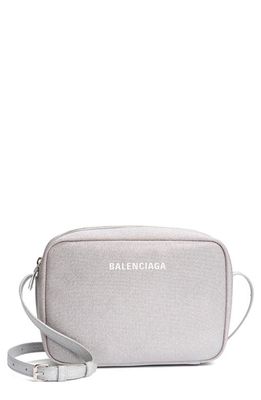 Balenciaga Medium Everyday Sparkle Fabric Camera Bag in Silver/White