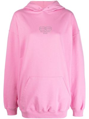 Balenciaga Medium Fit logo-embellished hoodie - Pink