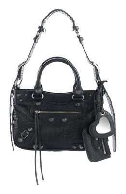 Balenciaga Medium Le Cagole Leather Shoulder Bag in Black