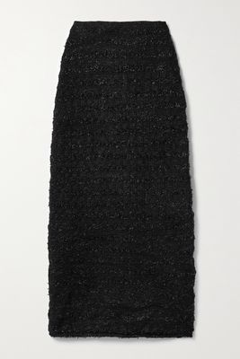Balenciaga - Metallic Tweed Midi Skirt - Black